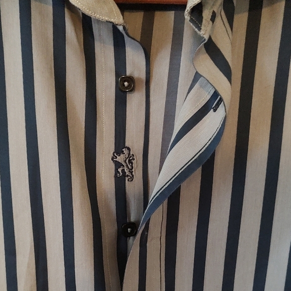 Bugatchi Men's Black and Gray Striped Long Sleeve Cotton Cuffed Shirt XXL - Picture 6 of 9